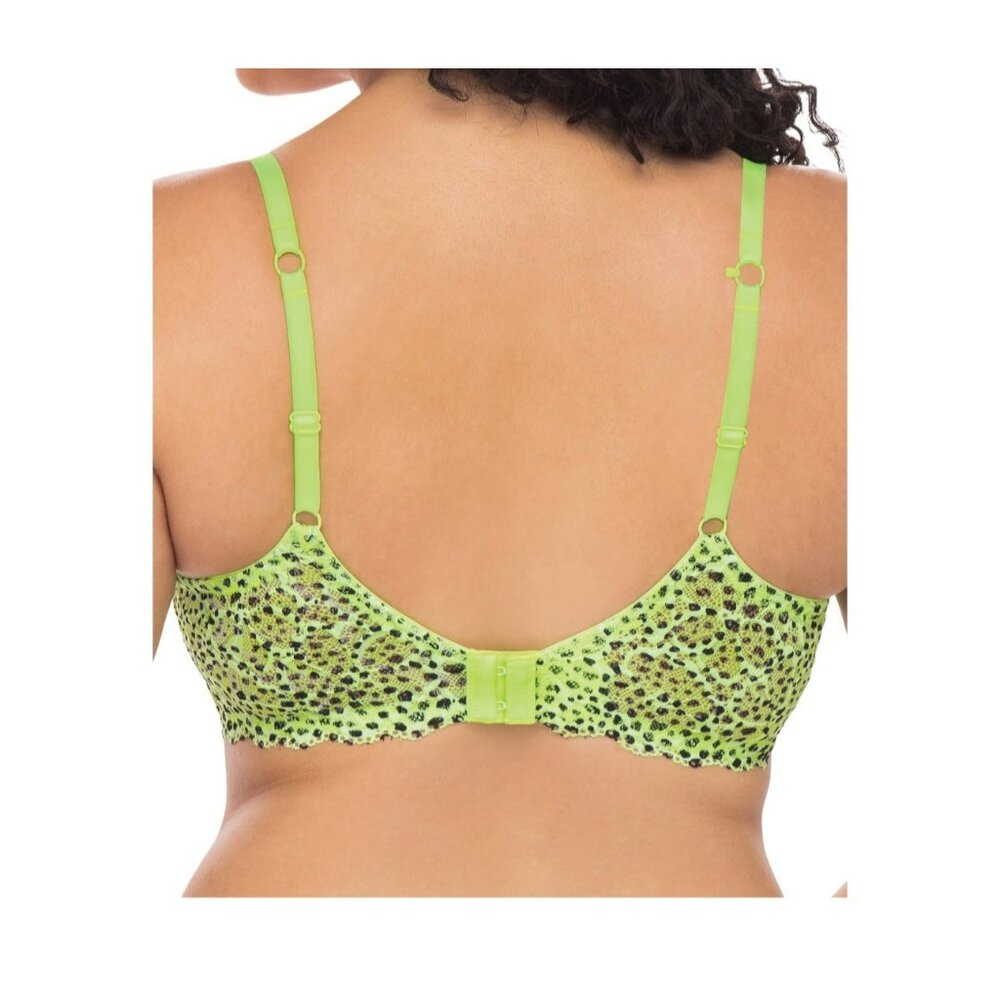 NWT No Boundaries Juniors' Ladies Neon Green leopard Print T-Shirt Bra SZ 32B - Picture 2 of 3